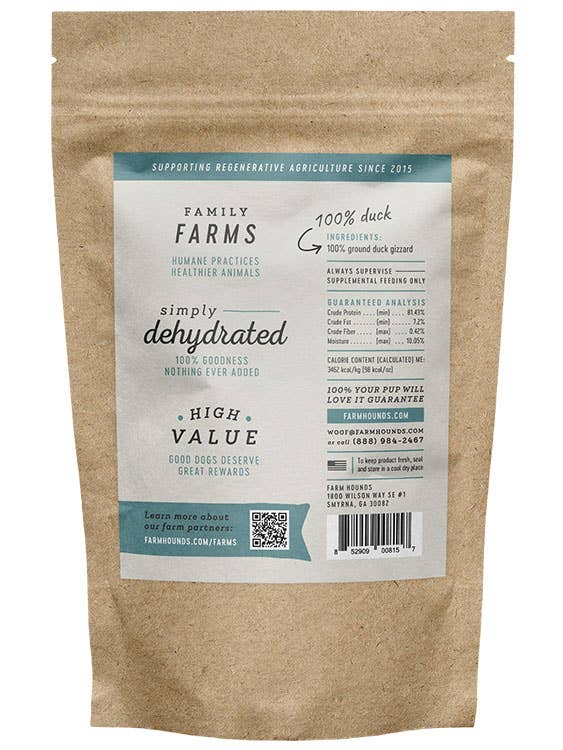 Premium Duck Gizzard Treats - All-Natural - 4oz USA Farmed & Made