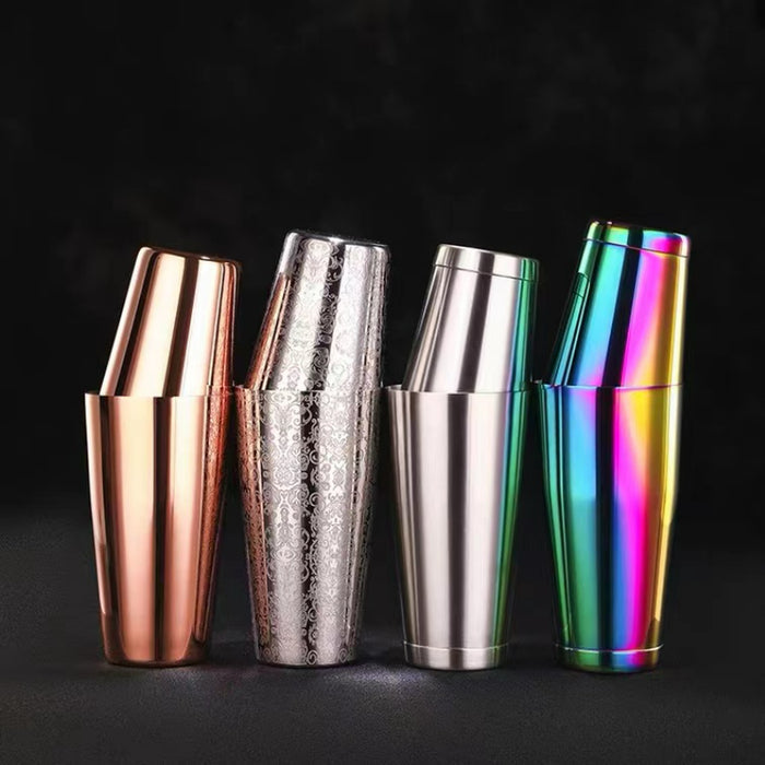 Professional Bartender Customized Engraved Boston Shaker Stainless Steel Patterned Tin for Bar Party