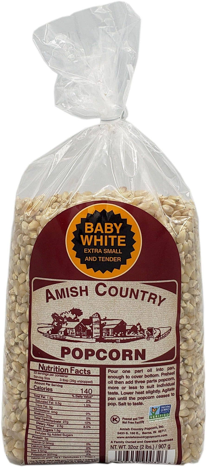 Sale: 2-Pack 2lb Bag of Baby Amish White Popcorn Made in USA