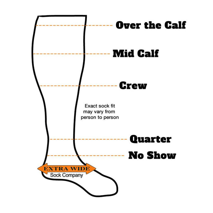 Sale: New 6-Pack Loose Fit Stays Up Solid Color Merino Wool Crew Socks Made in USA by Extra Wide