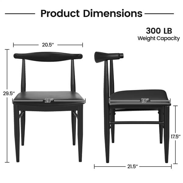 Set of 2 PU Leather Dining Chairs Armless Kitchen Chairs
