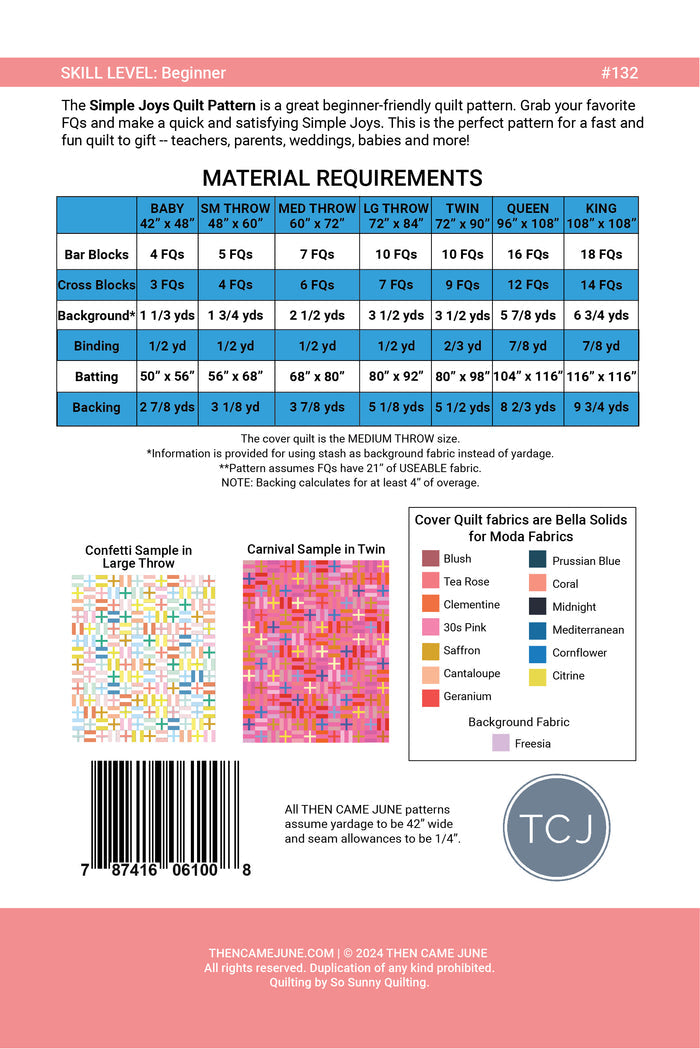 Simple Joys Quilt Pattern - Printed