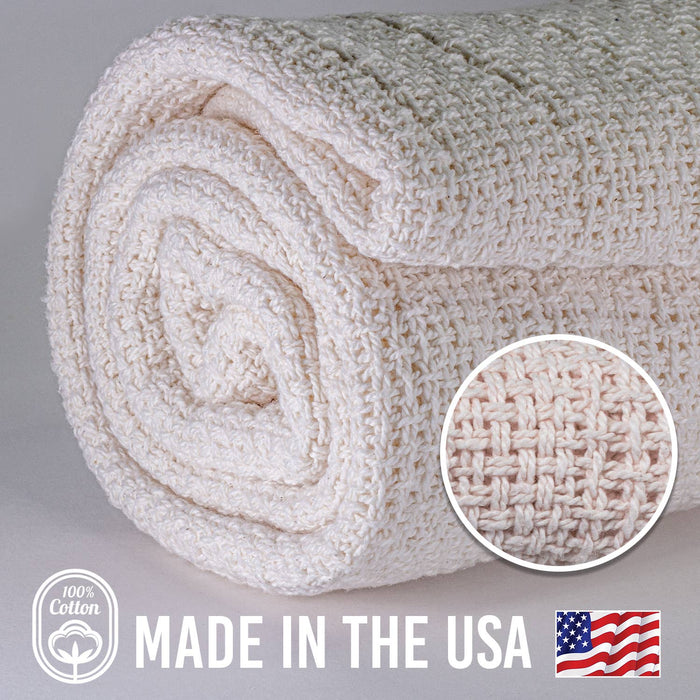 White 100% Cotton Utility Blanket – 60″x48″ Made in USA!