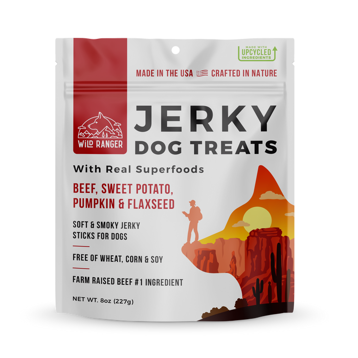 Wild Ranger Beef Jerky & Superfoods Dog Treats 8oz Made in USA