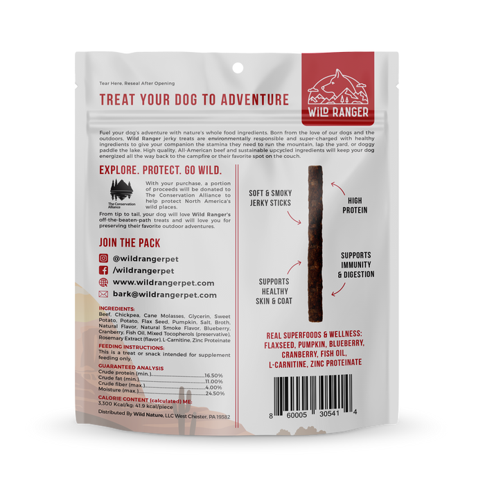 Wild Ranger Beef Jerky & Superfoods Dog Treats 8oz Made in USA