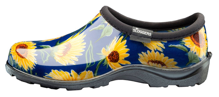 Women's Garden Shoe, Sunflower Print Blue: Sunflower Blue Sloggers Made in USA