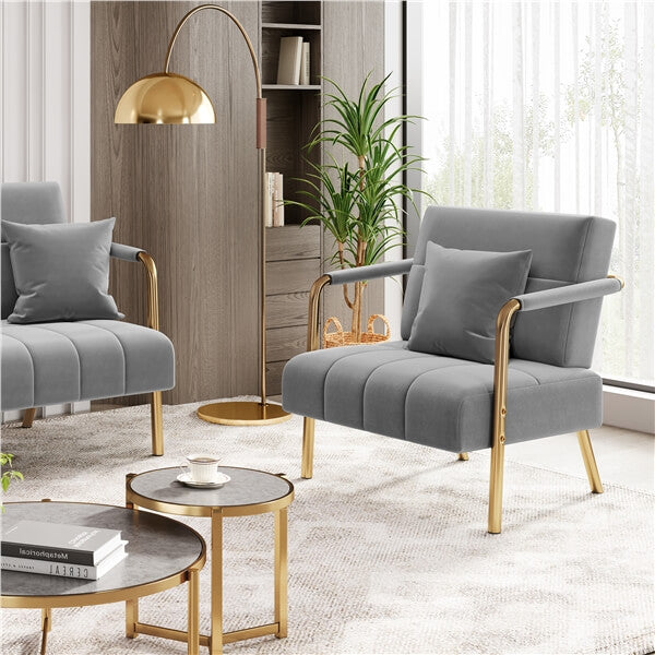 Yaheetech 30″ W Velvet Accent Armchair with Cozy Pillow