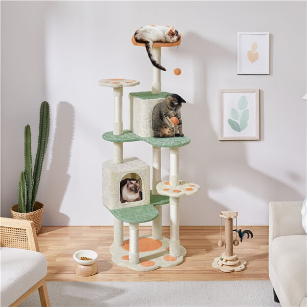Yaheetech 65″ Tall Cat Paw-Shaped Play Tower