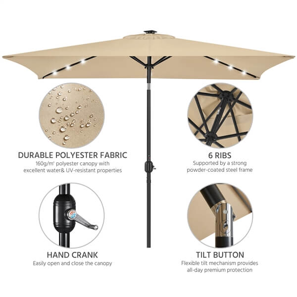 Yaheetech 6.5x10FT Rectangular Patio Umbrella