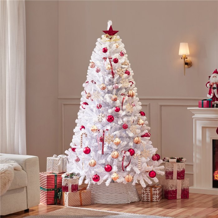 Yaheetech 6FT Pre-lit Artificial White Christmas Tree