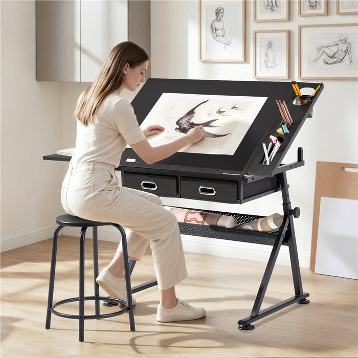 Yaheetech Adjustable Drawing&Drafting Table & Stool Set