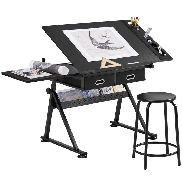 Yaheetech Adjustable Drawing&Drafting Table & Stool Set