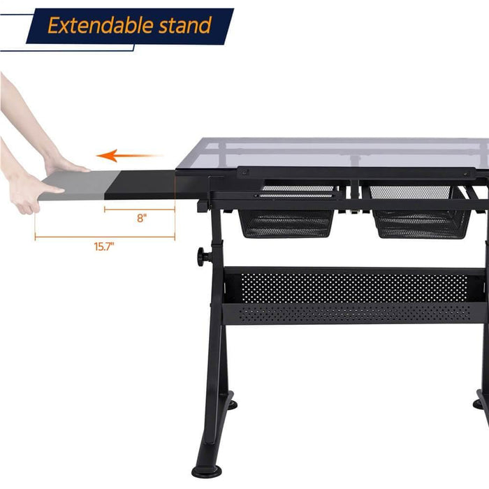 Yaheetech Glass Drafting Table 28’’ to 36’’