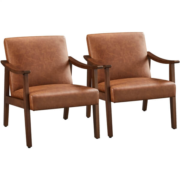 Yaheetech Mid-Century Modern Armchair with Solid Wood Legs