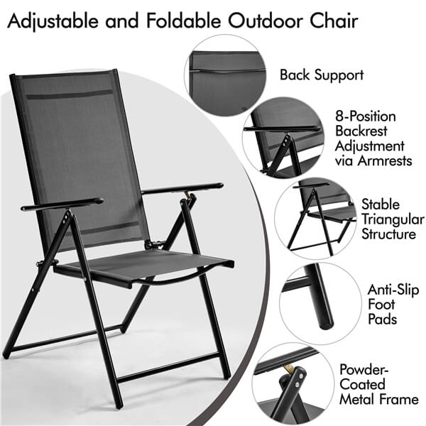Yaheetech Patio Folding Dining Chairs Set of 2