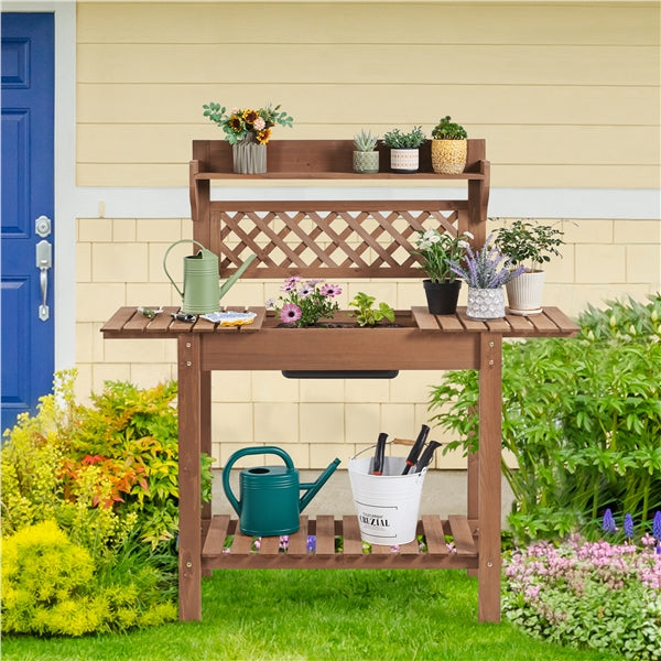 Yaheetech Potting Bench Table Removable Sink/Storage Shelf