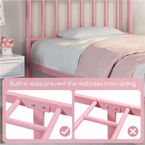 white metal bed frame