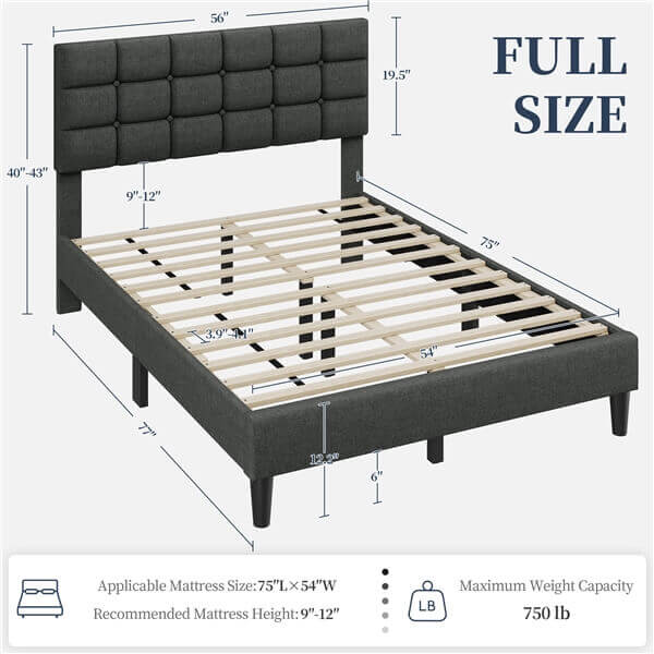 Yaheetech Upholstered Bed Frame