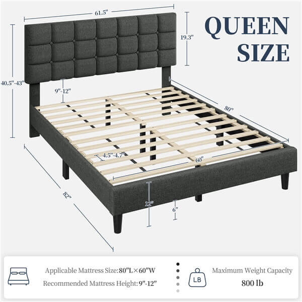 Yaheetech Upholstered Bed Frame
