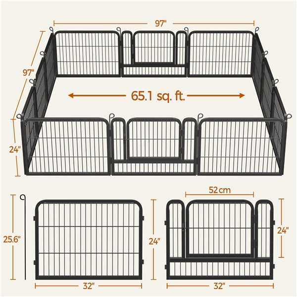 Yaheetech Wide Panel Dog Playpen, 12 Panels 24/32 inch