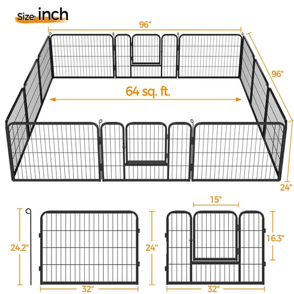 Yaheetech Wide Panel Dog Playpen, 6 Panels 24/40 inch